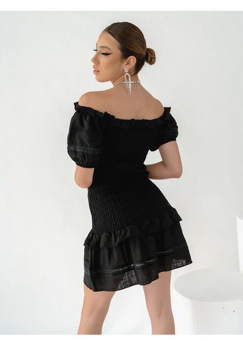 Glamorous Φόρεμα Με Σφηκοφωλιά Μαύρο- Frigus