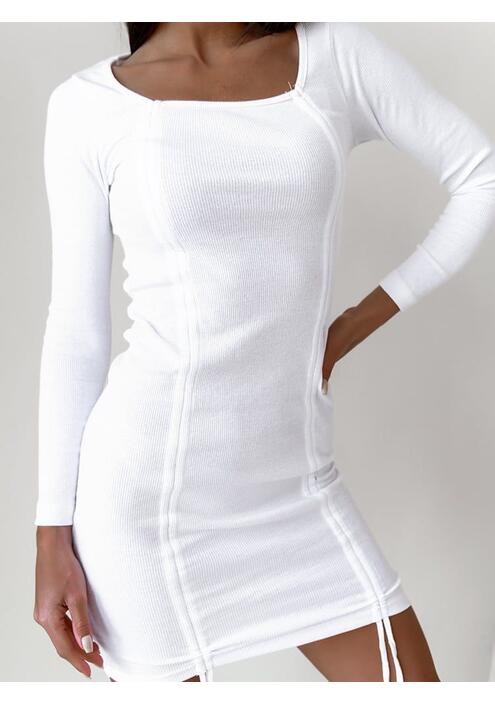 Φόρεμα Ριπ Με Κορδόνια Λευκό- Narrow