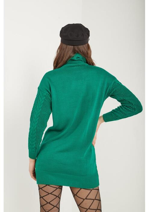 Φόρεμα Πλεκτό με Πλεξούδες - Πράσινο
