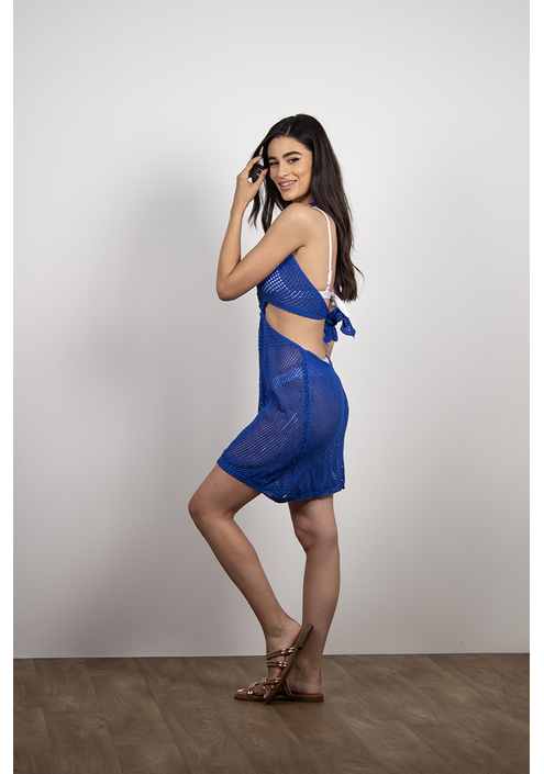 Φόρεμα Διάτρητο Με Άνοιγμα Μπλε - Limpon