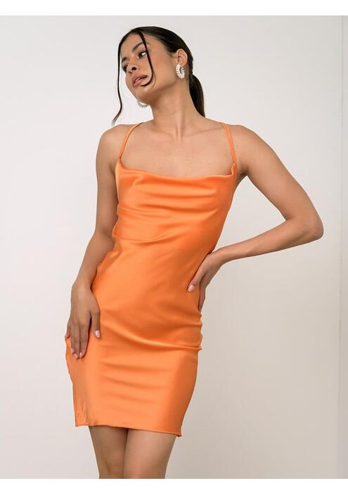 Φόρεμα Σατέν Mini Πορτοκαλί - Petran