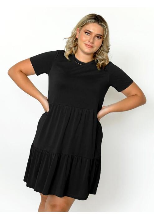 Vero Moda Φόρεμα Κοντομάνικο Με Βολάν Μαύρο - Fedra