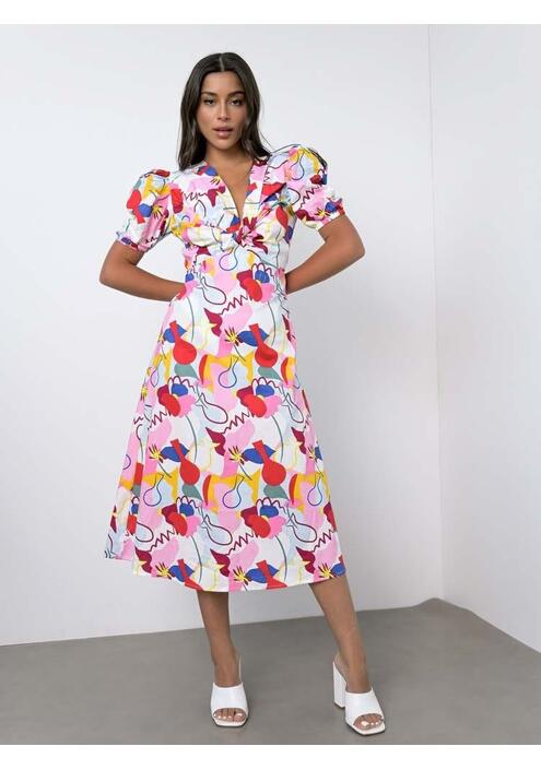 Glamorous Φόρεμα Midi Με Ανοιχτή Πλάτη Πολύχρωμο - Matiko