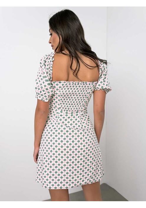 Glamorous Φόρεμα Mini Με Μοτίβο Και Σφηκοφωλιά Λευκό - Somino
