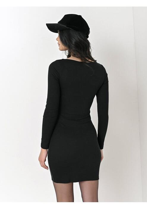 Glamorous Φόρεμα Μακρυμάνικο Ριπ Μαύρο - Fariaca