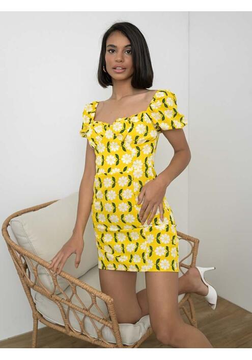 Glamorous Φόρεμα Mini Floral Κίτρινο - Ray Of Light