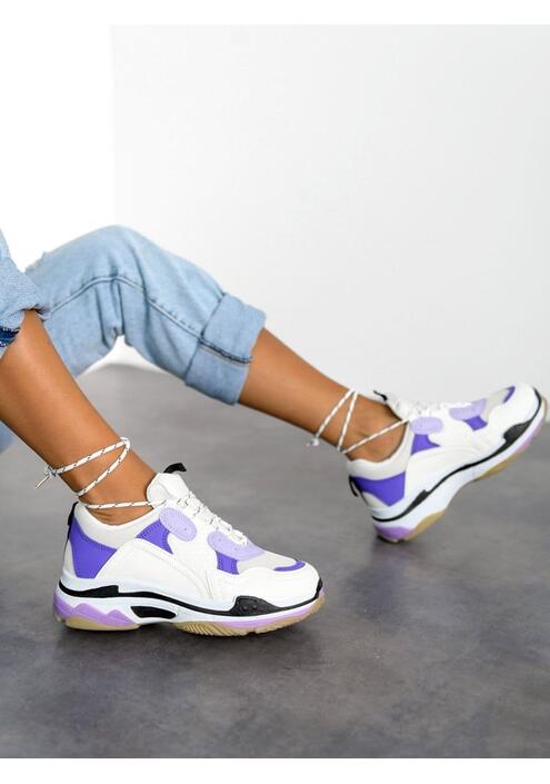 Γυναικεία Sneakers Με Λεπτομέρειες Δερματίνη Μωβ - Touru Multi