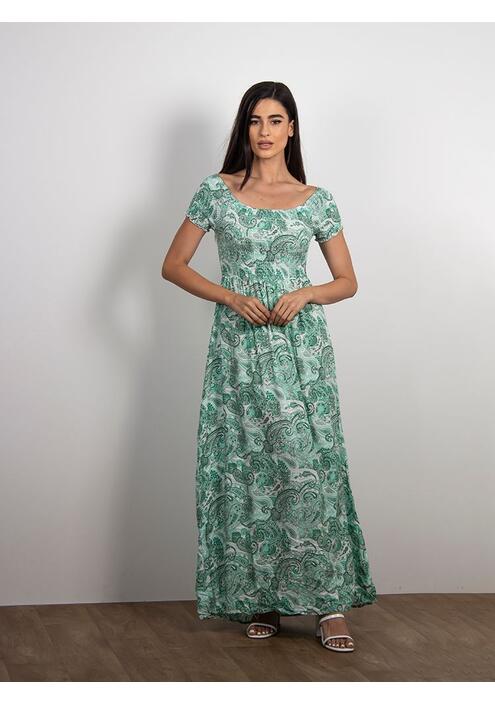 Φόρεμα Maxi Με Λαχούρια Πράσινο - Marebe