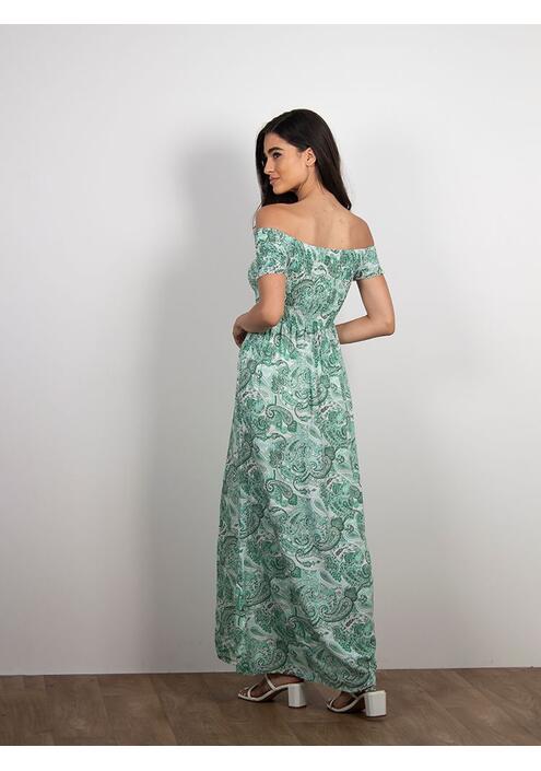 Φόρεμα Maxi Με Λαχούρια Πράσινο - Marebe