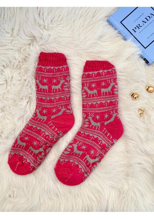 Κάλτσες Με Γουνάκι & Χριστουγεννιάτικο Μοτίβο Φούξια - Alter Ego