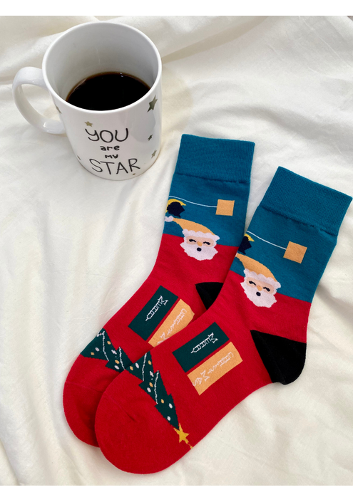 Κάλτσες Ψηλές Χριστουγεννιάτικες Κόκκινες - Santa Sock Me