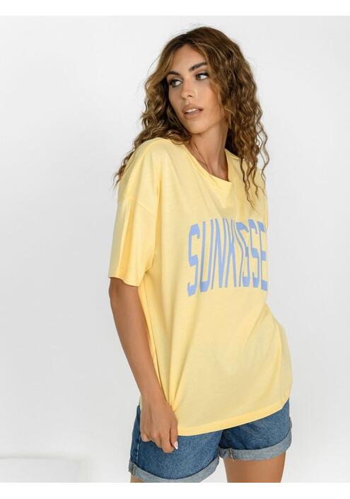 NOISY MAY T-Shirt Oversized Με Στάμπα Κίτρινο - Sunfalare