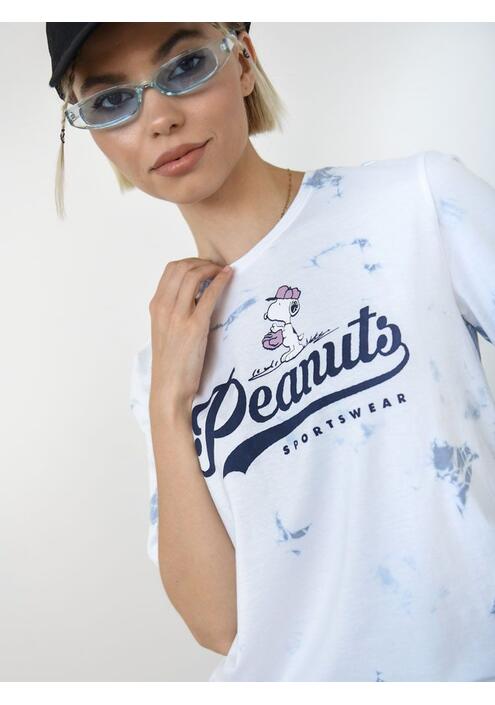 ONLY T-Shirt Tie Dye Με Στάμπα Γαλάζιο - Peanuts