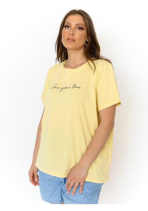 ONLY T-shirt Με Φράση Κίτρινο - Cunningham