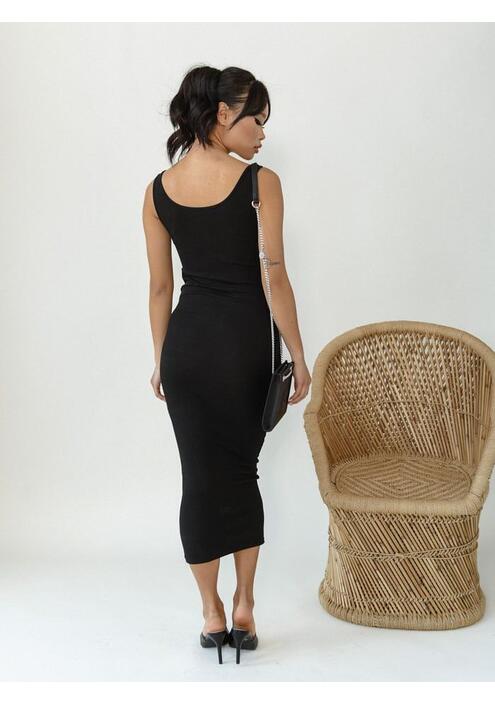 Pieces Φόρεμα Ριπ Midi Μαύρο - Smart Buy