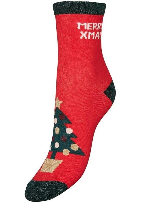 Vero Moda Κάλτσες Λεπτές Με Χριστουγεννιάτικο Μοτίβο Κόκκινες - Marta