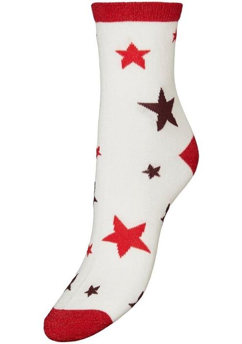 Vero Moda Κάλτσες Λεπτές Με Χριστουγεννιάτικο Μοτίβο Λευκές - Festive