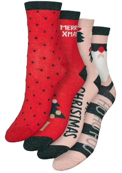 Vero Moda Σετ Κάλτσες 4 τμχ Με Χριστουγεννιάτικο Μοτίβο - Trasik