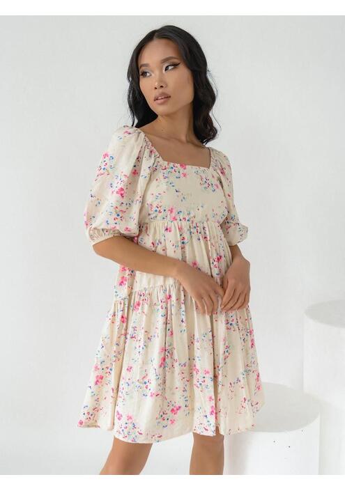 Vero Moda Φόρεμα Με Ανοιχτή Πλάτη Floral Κρεμ - Rosella