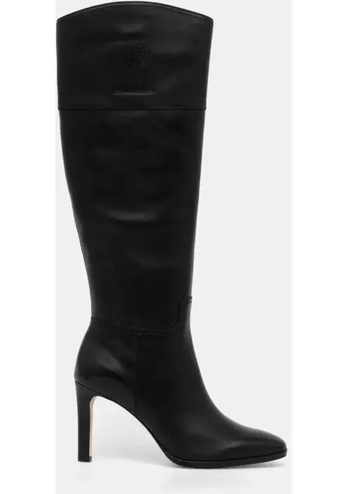 Δερμάτινες μπότες Lauren Ralph Lauren Page γυναικείες, χρώμα: μαύρο, 802915403001 F3802915403001
