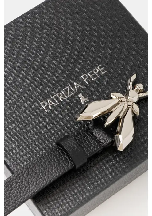 Δερμάτινη ζώνη Patrizia Pepe χρώμα: μαύρο, 8W0016 L001