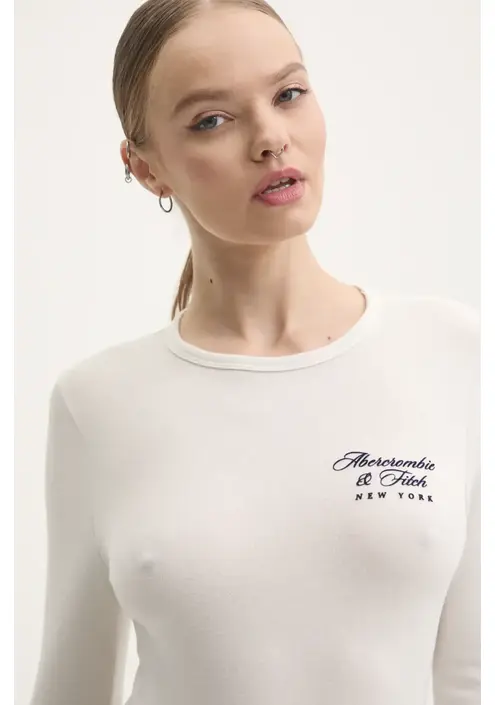Μακρυμάνικο Abercrombie & Fitch χρώμα: μπεζ, KI157-4309