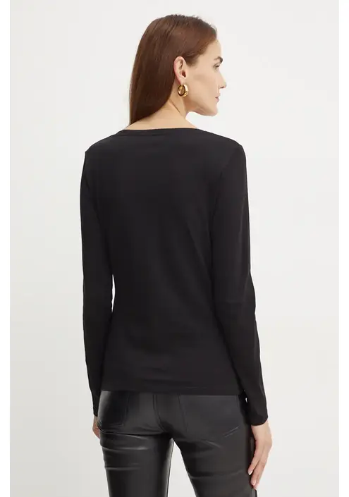 Βαμβακερή μπλούζα με μακριά μανίκια Guess χρώμα: μαύρο, W4BI21 I3Z14