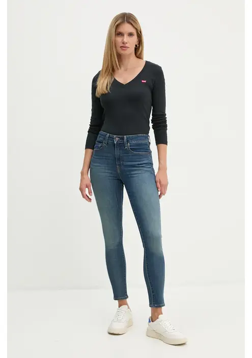 Βαμβακερή μπλούζα με μακριά μανίκια Levi's χρώμα: μαύρο, A9330