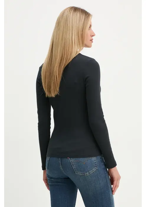 Βαμβακερή μπλούζα με μακριά μανίκια Levi's χρώμα: μαύρο, A9330