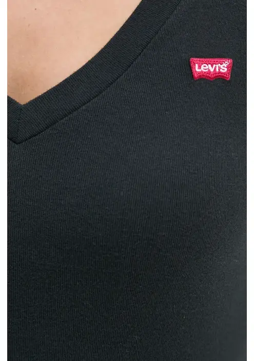 Βαμβακερή μπλούζα με μακριά μανίκια Levi's χρώμα: μαύρο, A9330