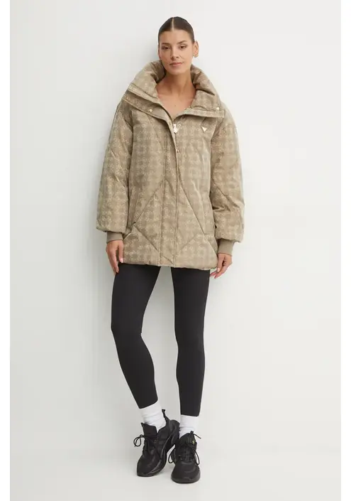 Μπουφάν Guess χρώμα: μπεζ, V4BL01 WGLW2
