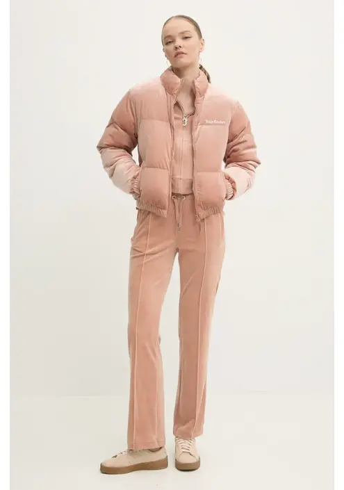 Βελούδινο σακάκι Juicy Couture MARGO PUFFER χρώμα: καφέ, JCOIJ224556