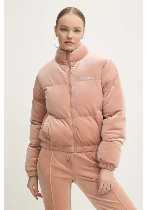 Βελούδινο σακάκι Juicy Couture MARGO PUFFER χρώμα: καφέ, JCOIJ224556
