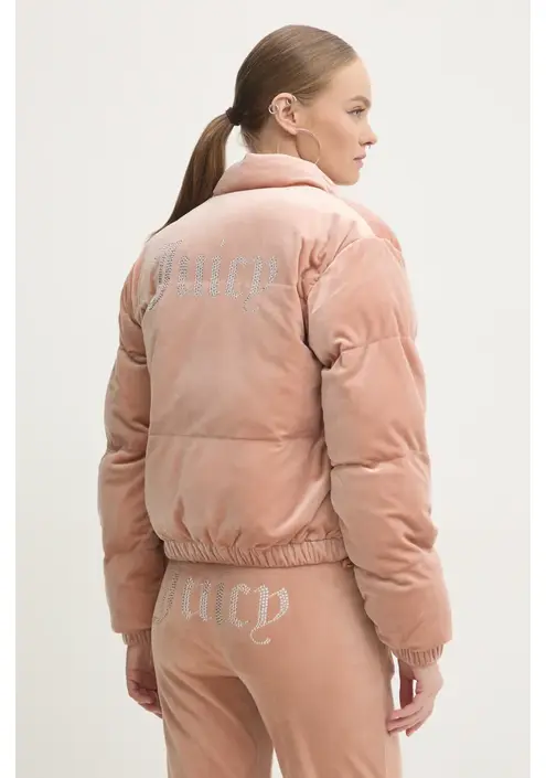 Βελούδινο σακάκι Juicy Couture MARGO PUFFER χρώμα: καφέ, JCOIJ224556