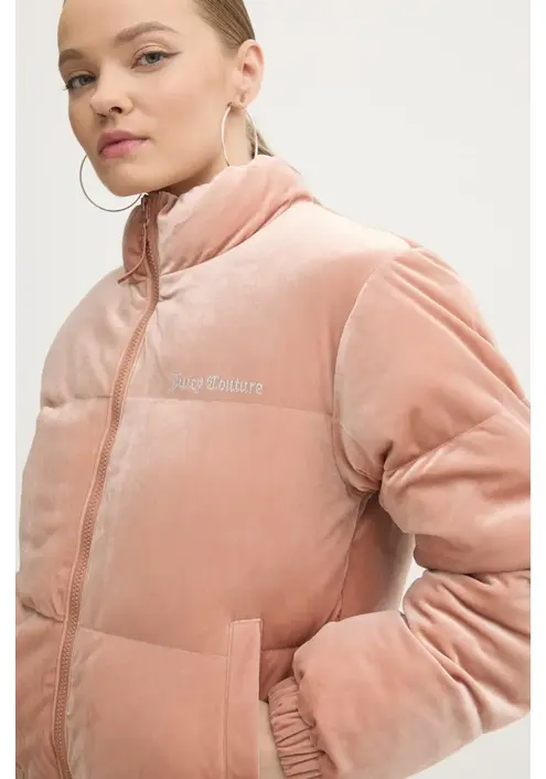 Βελούδινο σακάκι Juicy Couture MARGO PUFFER χρώμα: καφέ, JCOIJ224556