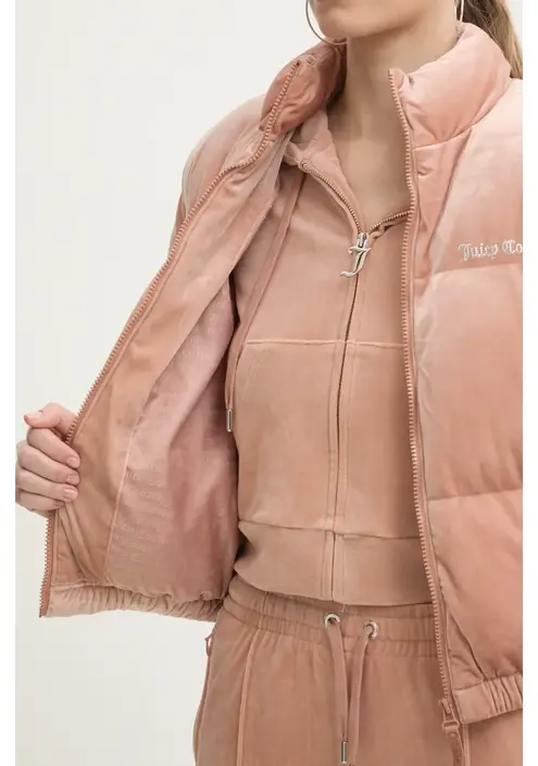 Βελούδινο σακάκι Juicy Couture MARGO PUFFER χρώμα: καφέ, JCOIJ224556