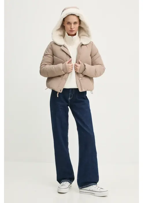 Μπουφάν Hollister Co. χρώμα: μπεζ, KI344-4604