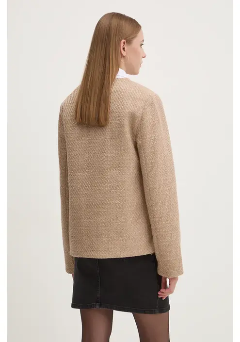 Σακάκι Abercrombie & Fitch χρώμα: μπεζ, KI144-4128
