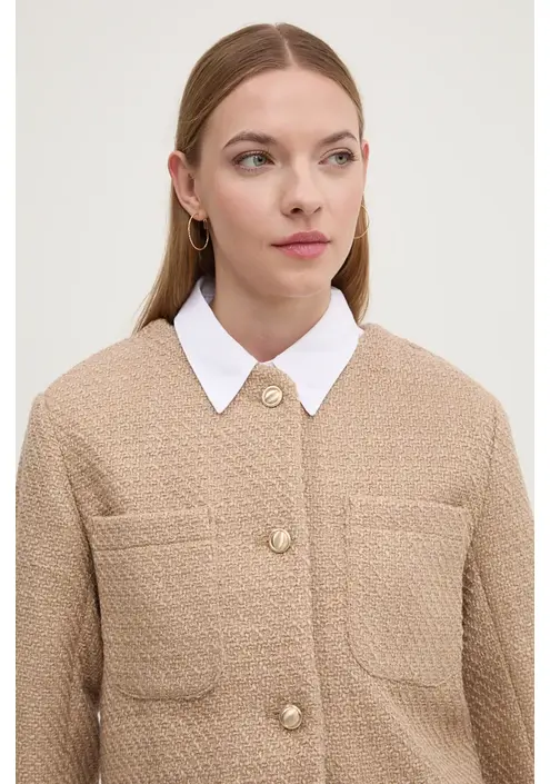 Σακάκι Abercrombie & Fitch χρώμα: μπεζ, KI144-4128