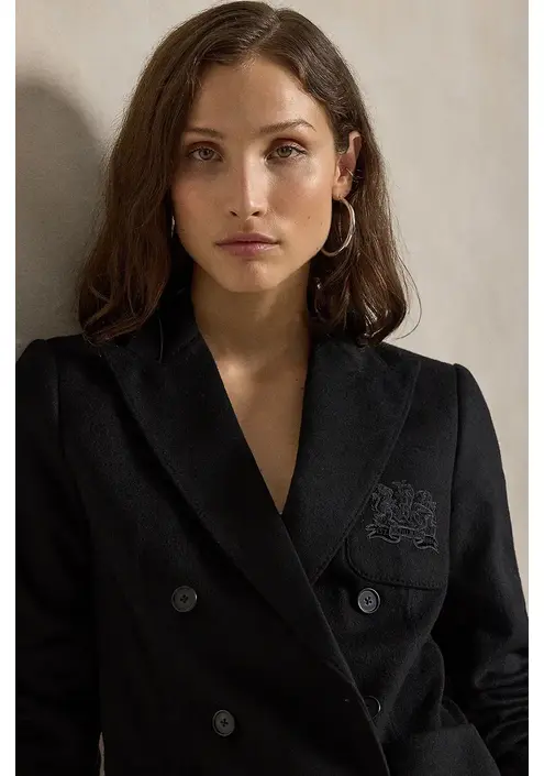 Μπλέιζερ με μίγμα μαλλιού Polo Ralph Lauren χρώμα: μαύρο, 211947956