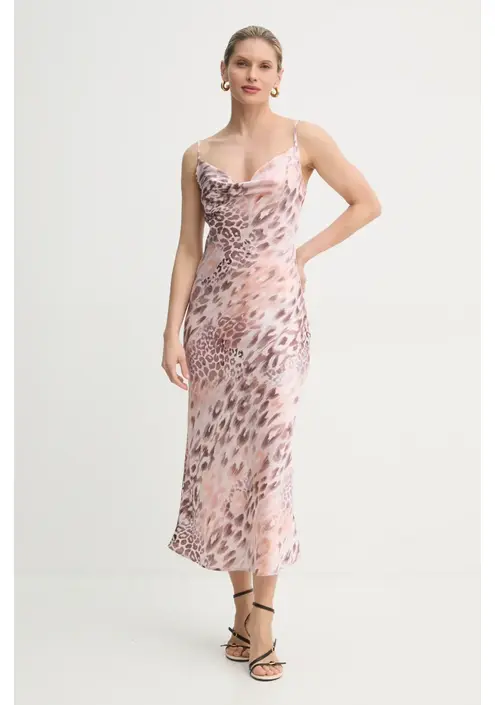 Φόρεμα Guess χρώμα: ροζ