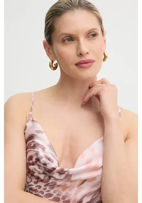 Φόρεμα Guess χρώμα: ροζ