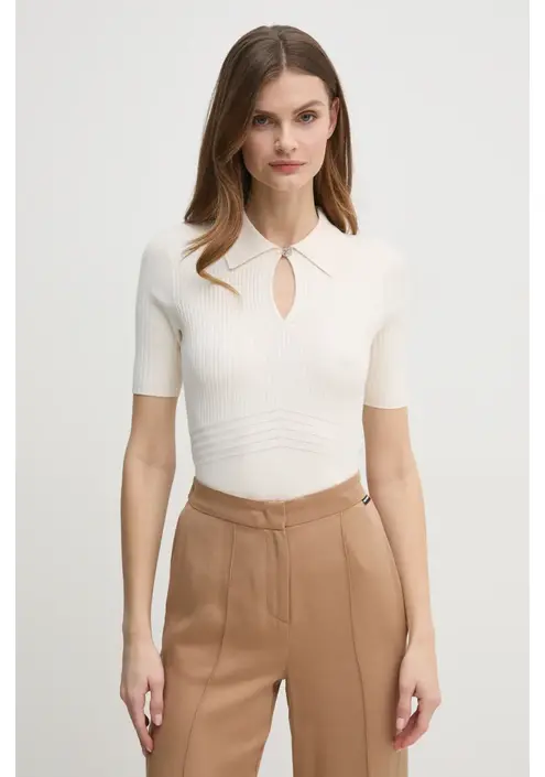 Πουλόβερ Guess χρώμα: μπεζ, W5RR10 Z2Y72