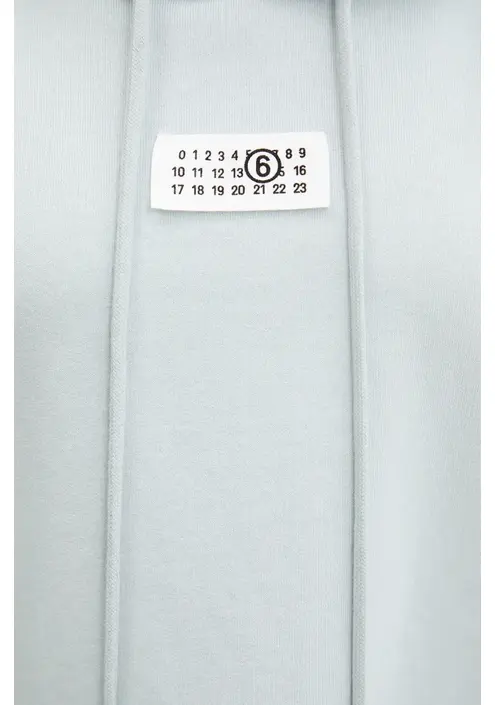 Βαμβακερή μπλούζα MM6 Maison Margiela γυναικεία, χρώμα: μπλε, με κουκούλα, S52GU0235