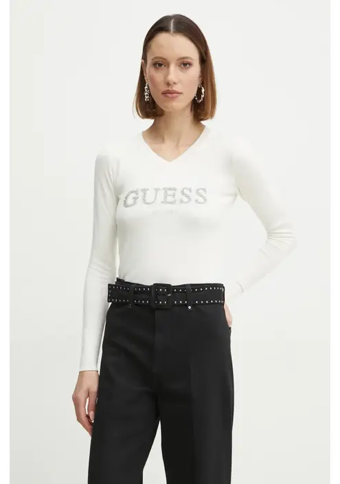 Πουλόβερ Guess HOLLY χρώμα: μπεζ, W5RR38 Z2NQ2
