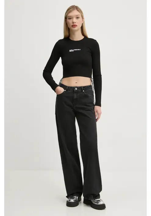 Μακρυμάνικο Karl Lagerfeld Jeans χρώμα: μαύρο, A1W17037