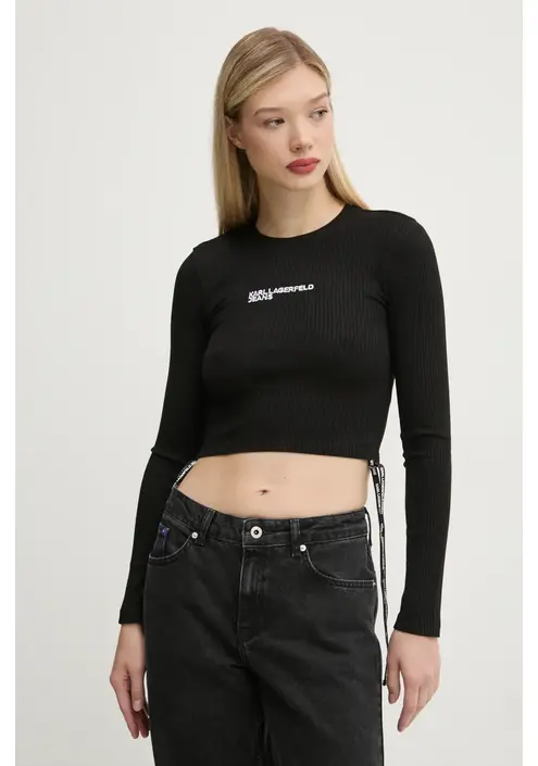 Μακρυμάνικο Karl Lagerfeld Jeans χρώμα: μαύρο, A1W17037