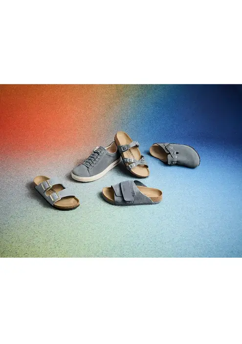 Δερμάτινες παντόφλες Birkenstock Kyoto γυναικείες, χρώμα: γκρι, 1029157