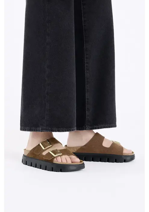 Παντόφλες σουέτ Birkenstock Arizona Chunky Birkenstock x Papillio γυναικείες, χρώμα: καφέ, 1028389