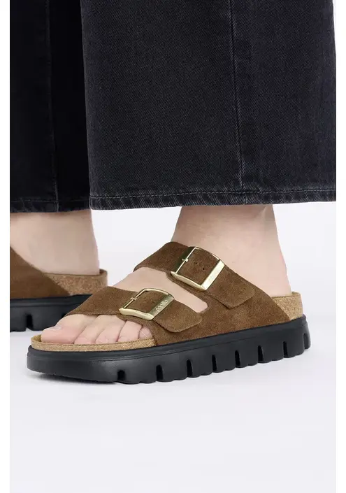 Παντόφλες σουέτ Birkenstock Arizona Chunky Birkenstock x Papillio γυναικείες, χρώμα: καφέ, 1028389
